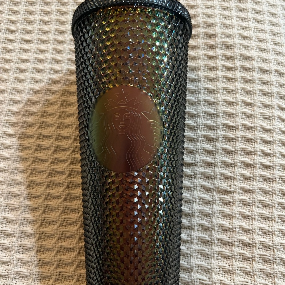 Brand New Starbucks Black and Iridescent Gold Studded Tumbler, 24 oz.